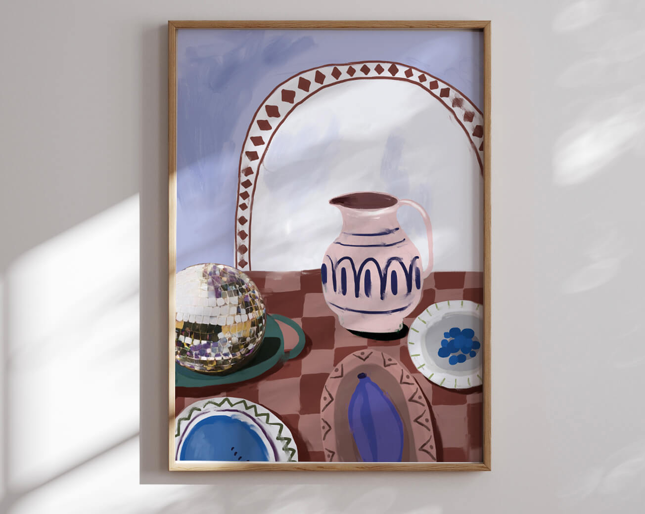 Køkken plakat. Kunstplakat med billede af morgenbord. Morgenbord plakat. Moderne gallerivæg til personlig indretning.