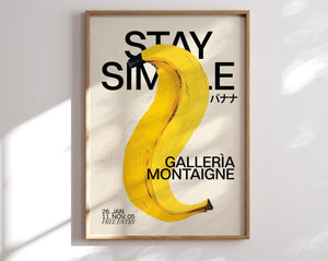 Enkel og grafisk Andy Warhol plakat. Museumsplakt med enkel grafik og en banan.