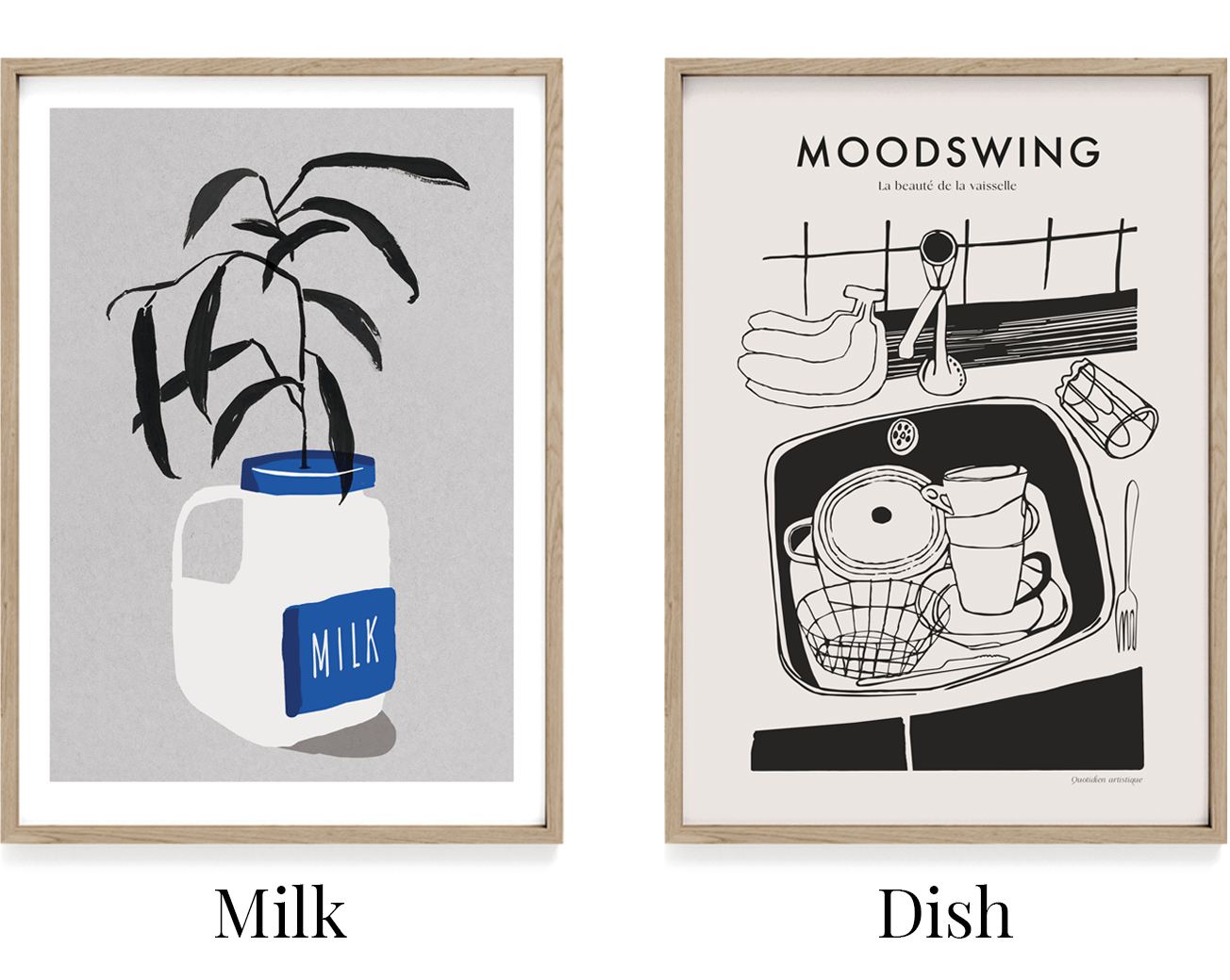 Køkkenplakat. Morgenbord plakat. Plakt med mælk. Hverdagsplakat. Plakat med print på begge sider. Moodswing postershop